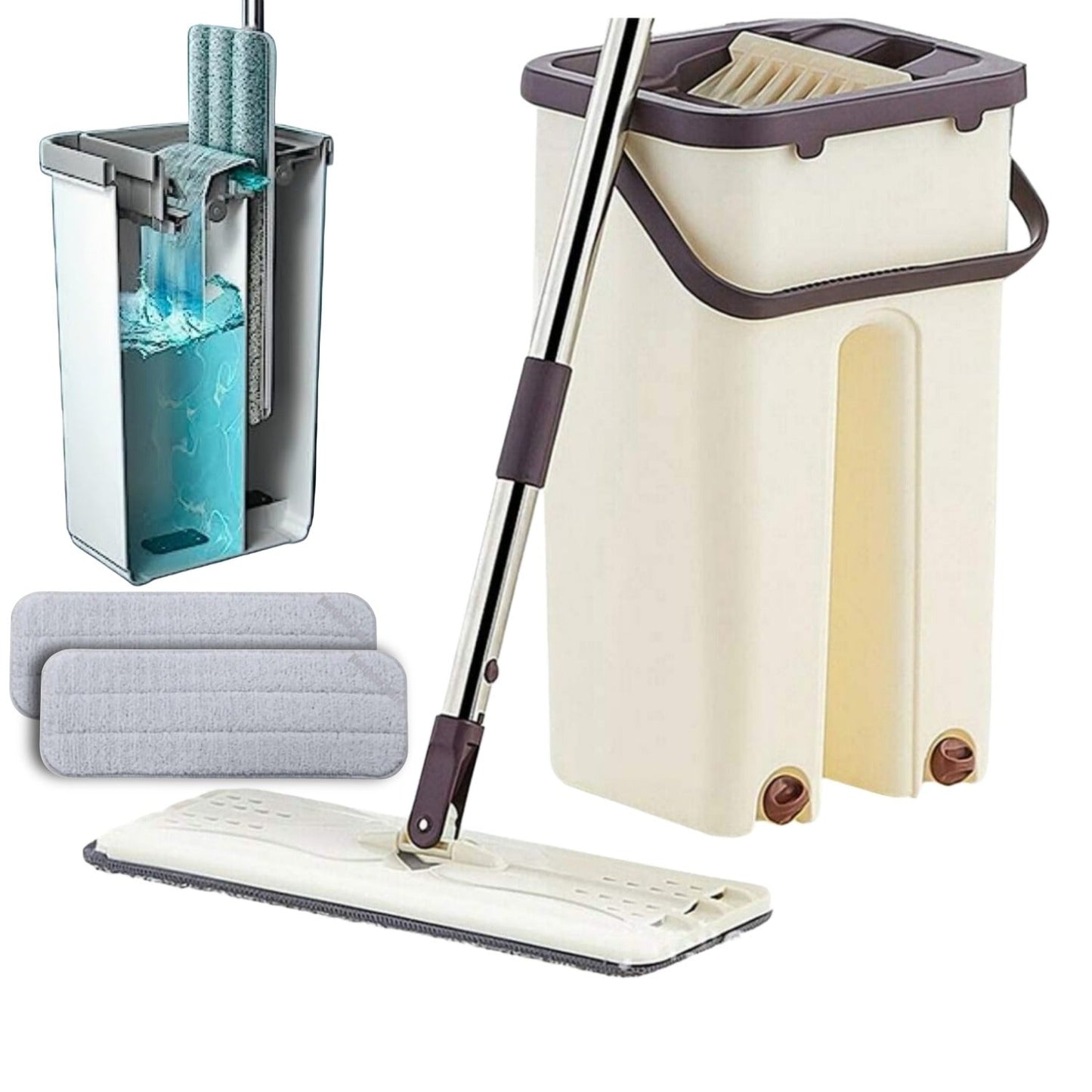 MOP CLEANER WITH BUCKET & 2 EXTRA MOP FIBER
