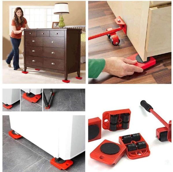 Heavy Furniture Moving Tool (5 In 1) Slider Remover Rolling Wheels