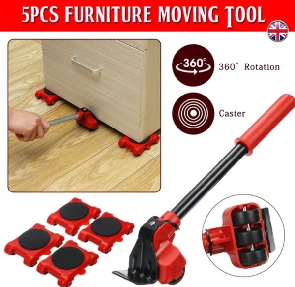 Heavy Furniture Moving Tool (5 In 1) Slider Remover Rolling Wheels