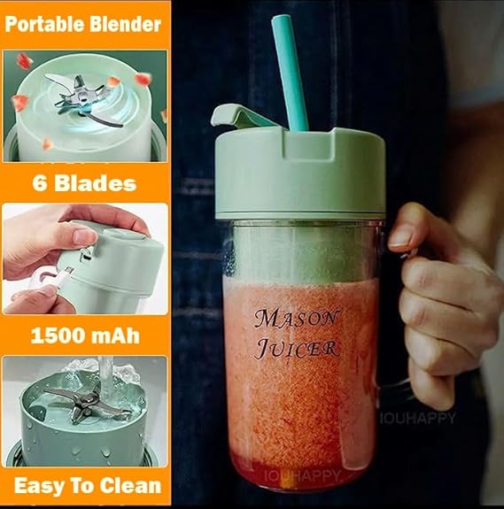 MUG SHAPED PORTABLE BLENDER WITH STRAW