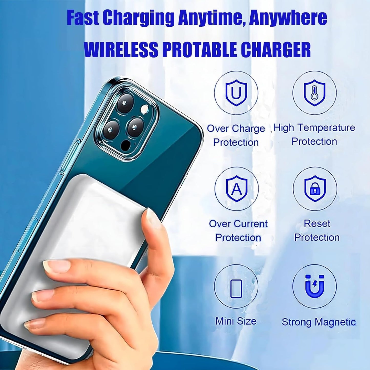 Magsafe Compatible 𝟏𝟎,𝟎𝟎𝟎 mah Magnetic Wireless Power Bank Compatible with iPhone 𝟏𝟐to𝟏𝟔 pro max or Android
