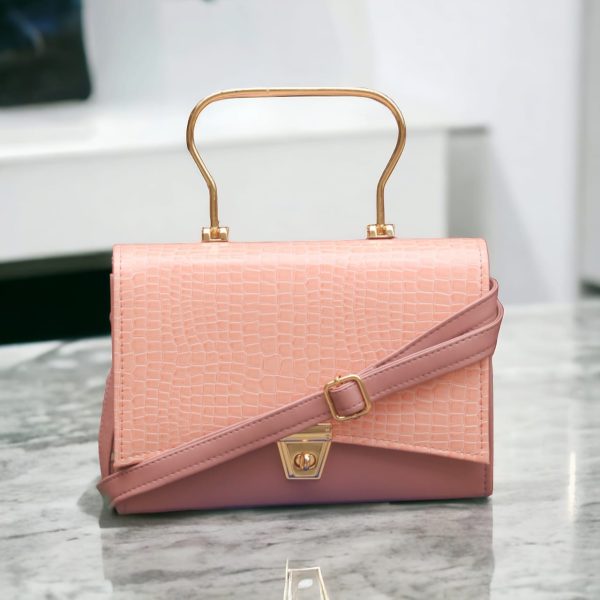 STYLISH HAND BAG WITH TOP HANDLE AND LONG STRAP
