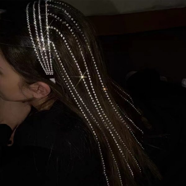 RHINESTONE LONG TASSEL HAIRBAND