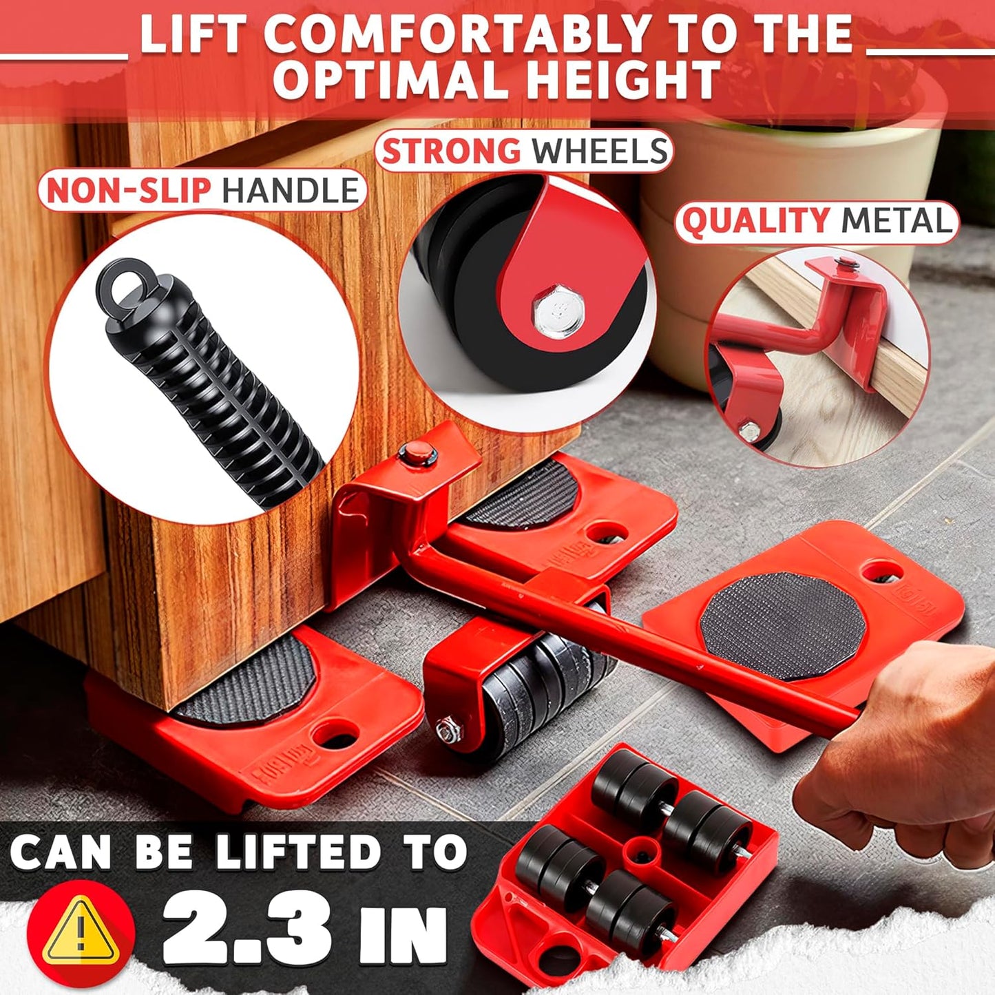 Heavy Furniture Moving Tool (5 In 1) Slider Remover Rolling Wheels