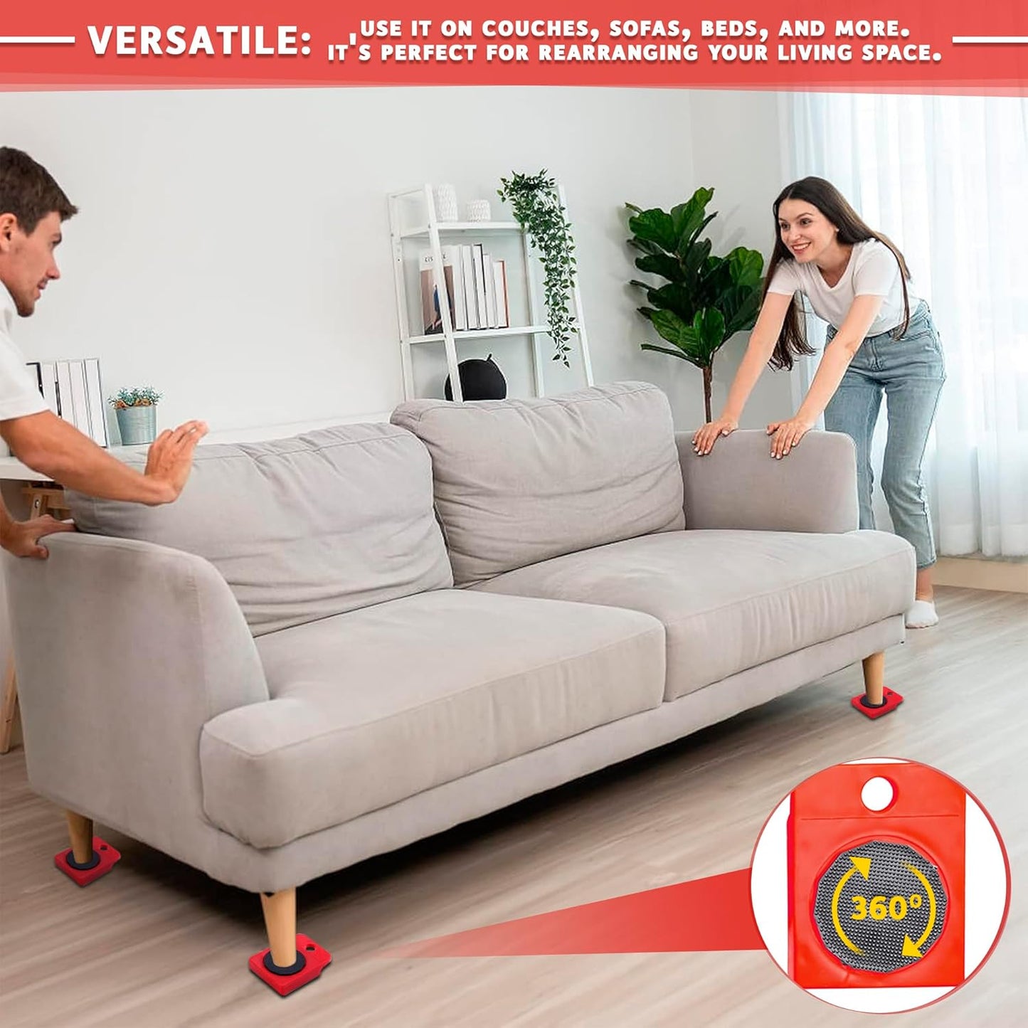 Heavy Furniture Moving Tool (5 In 1) Slider Remover Rolling Wheels