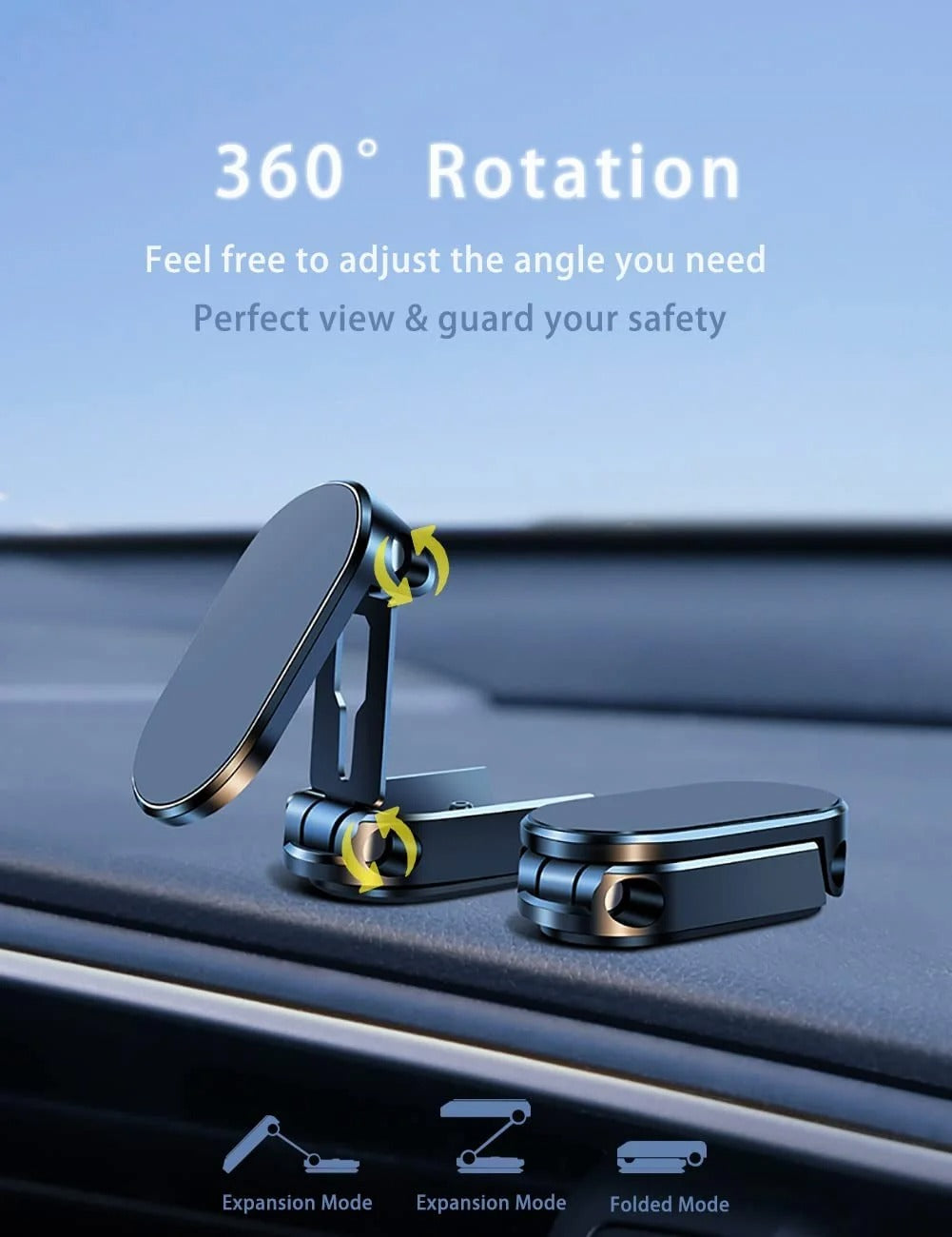 Magnetic Phone Holder【Upgrade Double-layer Foldable】Universal 360 ° Rotation