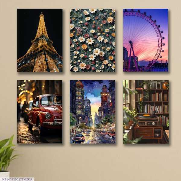SET OF 6 WOODEN CANVAS FRAMES FOR WALL DECORATION / STICKY PHOTO