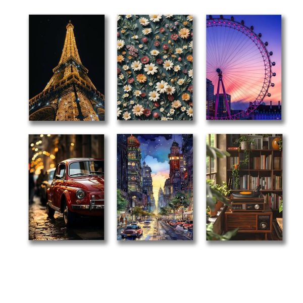SET OF 6 WOODEN CANVAS FRAMES FOR WALL DECORATION / STICKY PHOTO