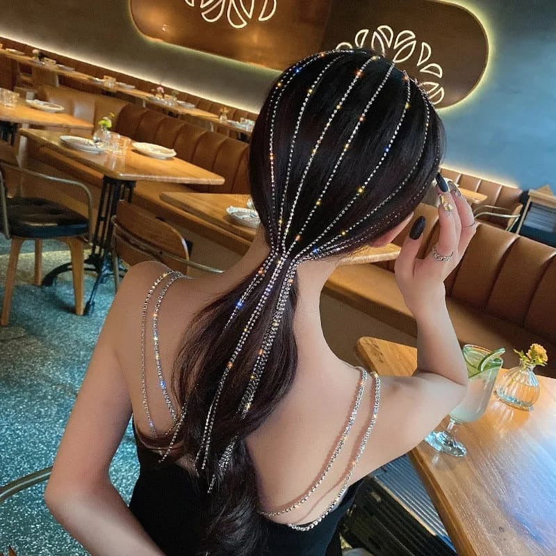 RHINESTONE LONG TASSEL HAIRBAND