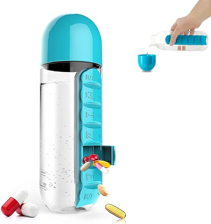 2-in-1 Medicine Organizer with Water Bottle