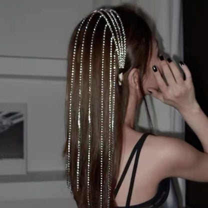 RHINESTONE LONG TASSEL HAIRBAND