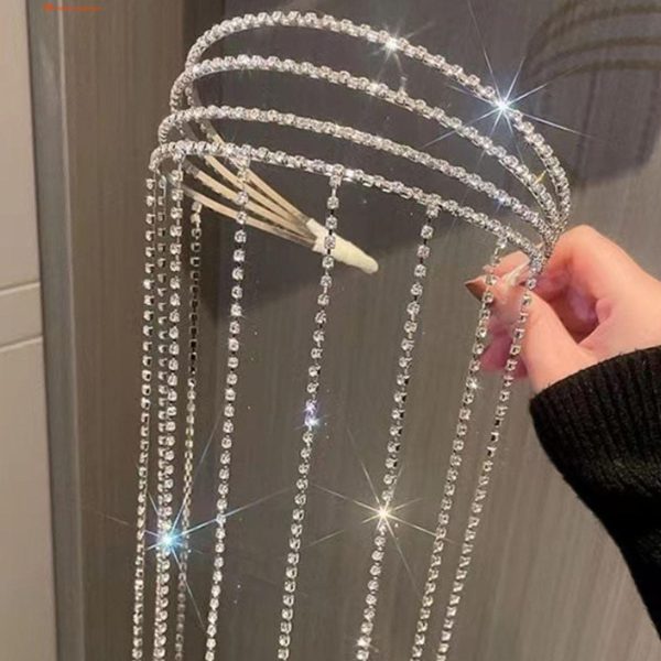 RHINESTONE LONG TASSEL HAIRBAND