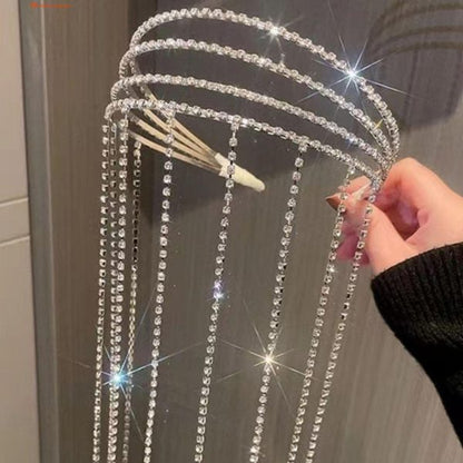 RHINESTONE LONG TASSEL HAIRBAND