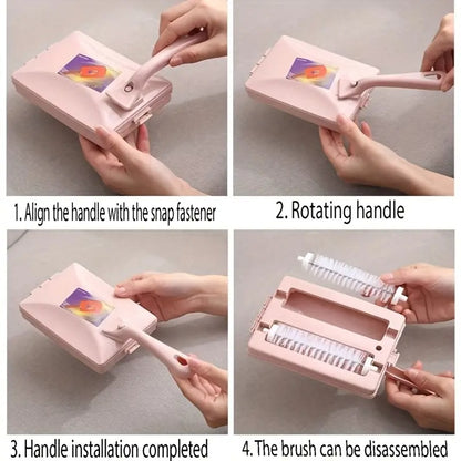 Handheld Carpet Table Sweeper With Dual Roller