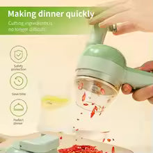 4In1 Electric Vegetable Cutter Set Handheld Wireless Electric Garlic Masher Food Chopper Meat Grinder Machine Food Peel Slice