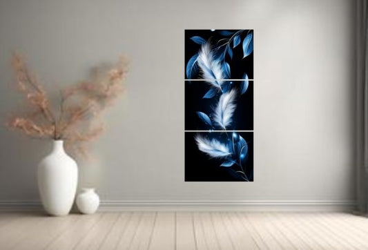 SET OF 3 LEAF ART WOODEN FRAMES FOR WALL DECORATION / STICKY PHOTO