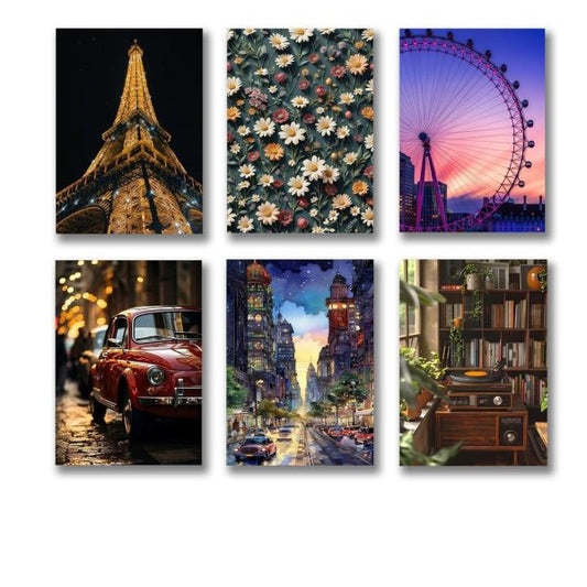 SET OF 6 WOODEN CANVAS FRAMES FOR WALL DECORATION / STICKY PHOTO